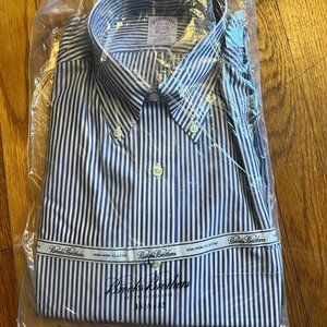Brooks Brothers Navy and White Striped Dress Shirt